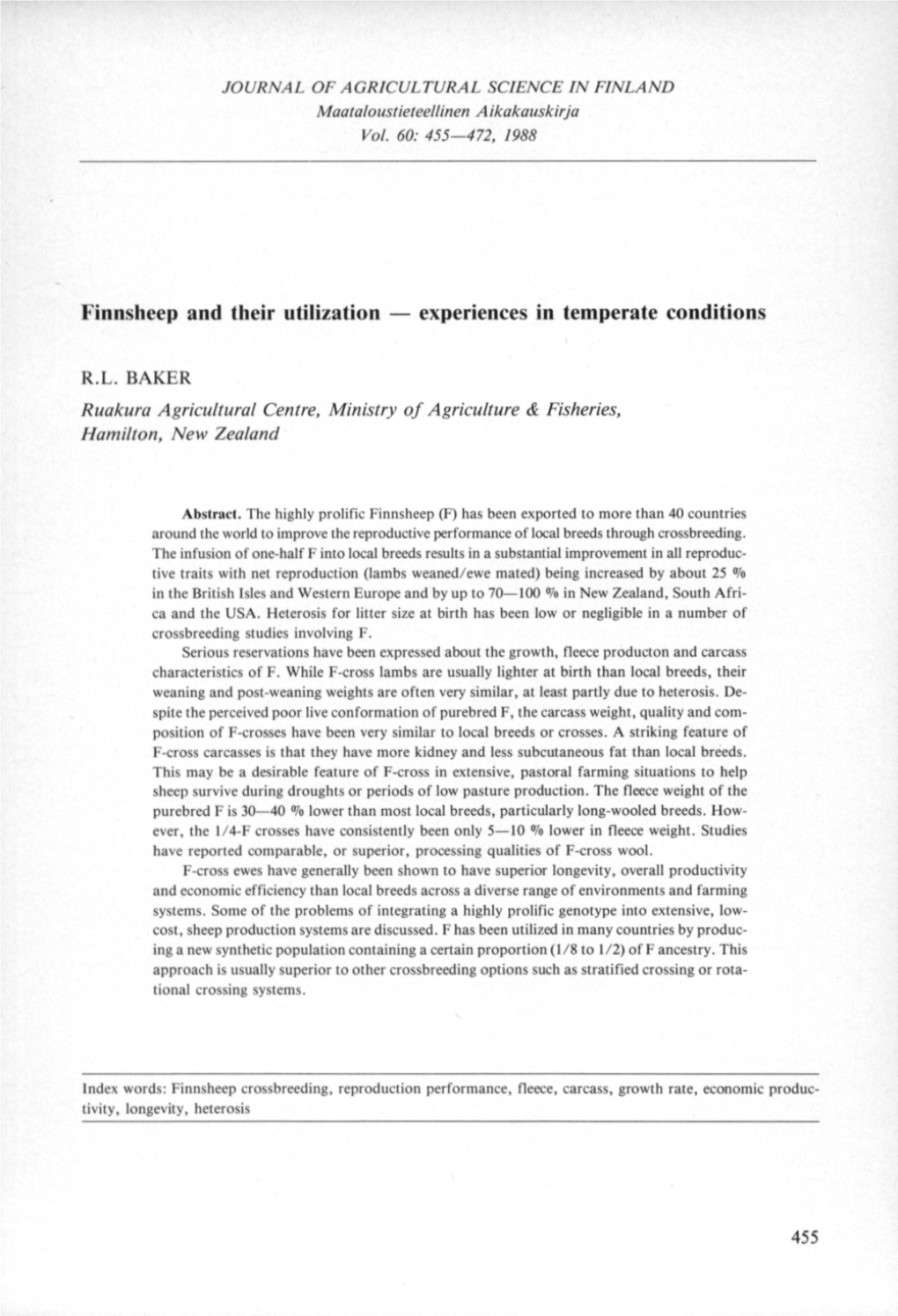 Finnsheep and Their Utilization Experiences in Temperate Conditions