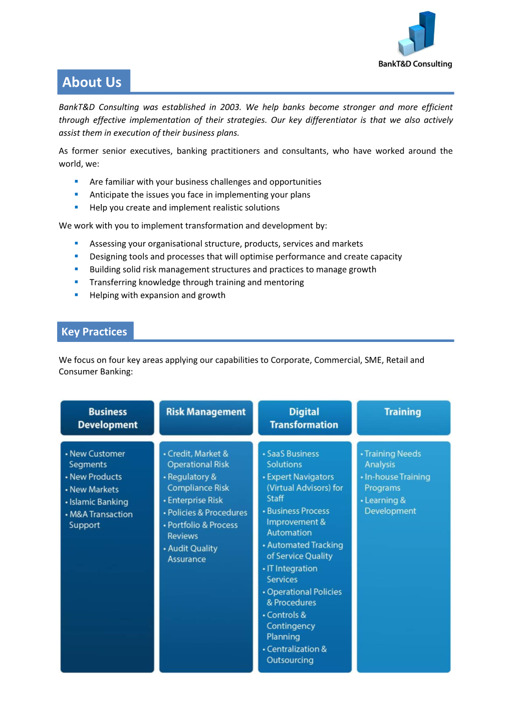 Bankt&D About Us Marketing Insert