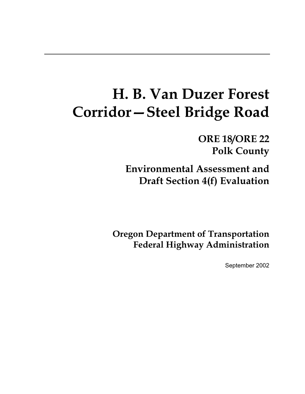 H.B. Van Duzer Environmental Assessment