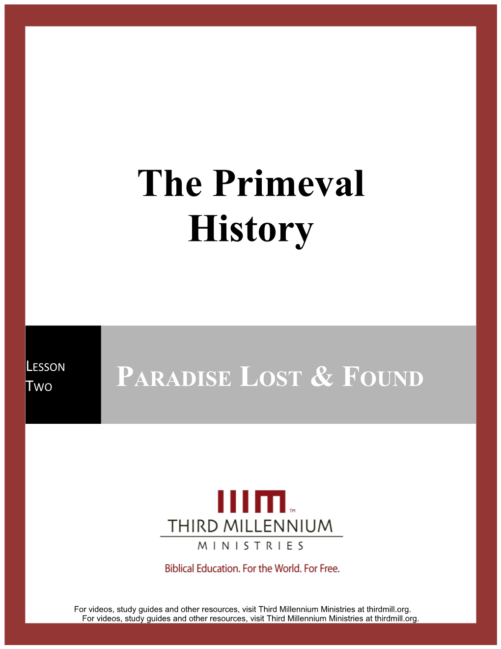 The Primeval History, Lesson 2