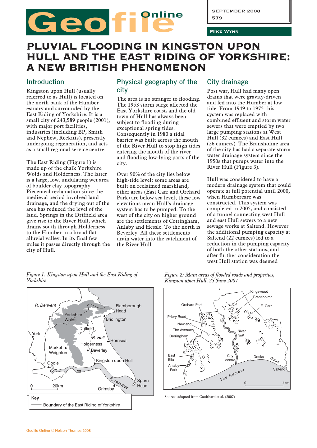 579 Pluvial Flooding in Kingston Upon Hull and the East Riding of Yorkshire