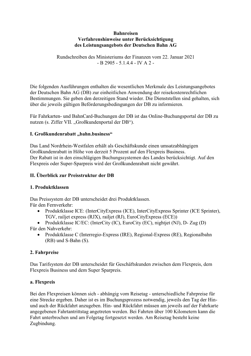 Bahnreisen Verfahrenshinweise Unter Berücksichtigung Des Leistungsangebots Der Deutschen Bahn AG