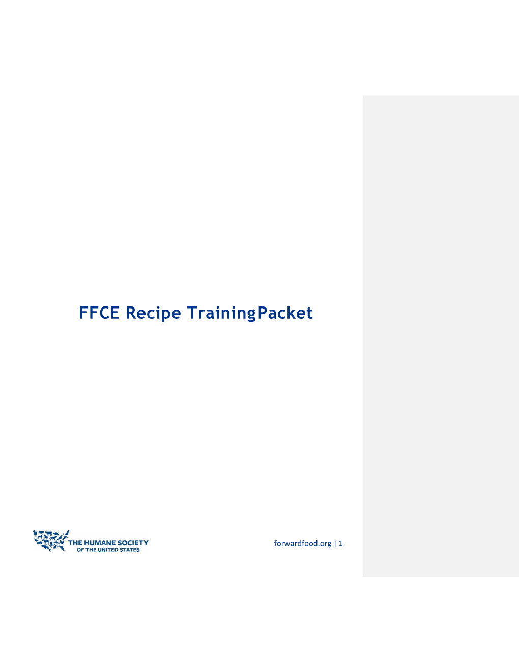 FFCE Recipe Training Packet