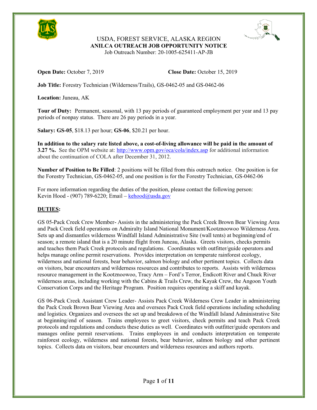 USDA, FOREST SERVICE, ALASKA REGION Page 1 of 11