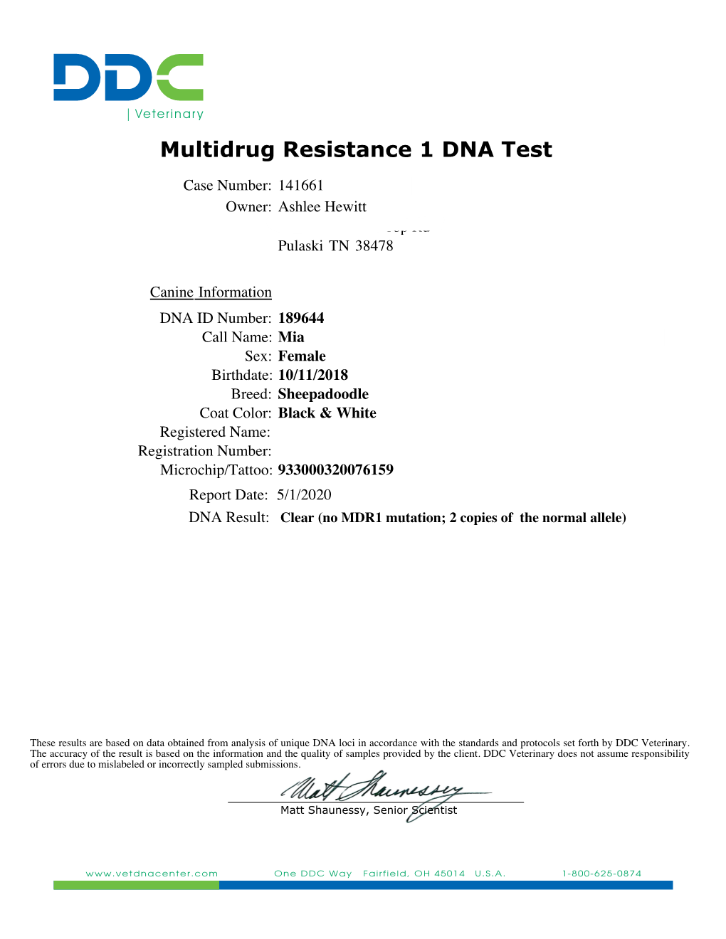 Multidrug Resistance 1 DNA Test