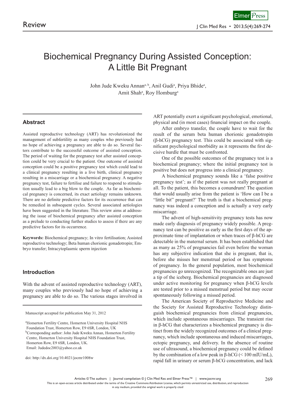 Biochemical Pregnancy During Assisted Conception: a Little Bit Pregnant