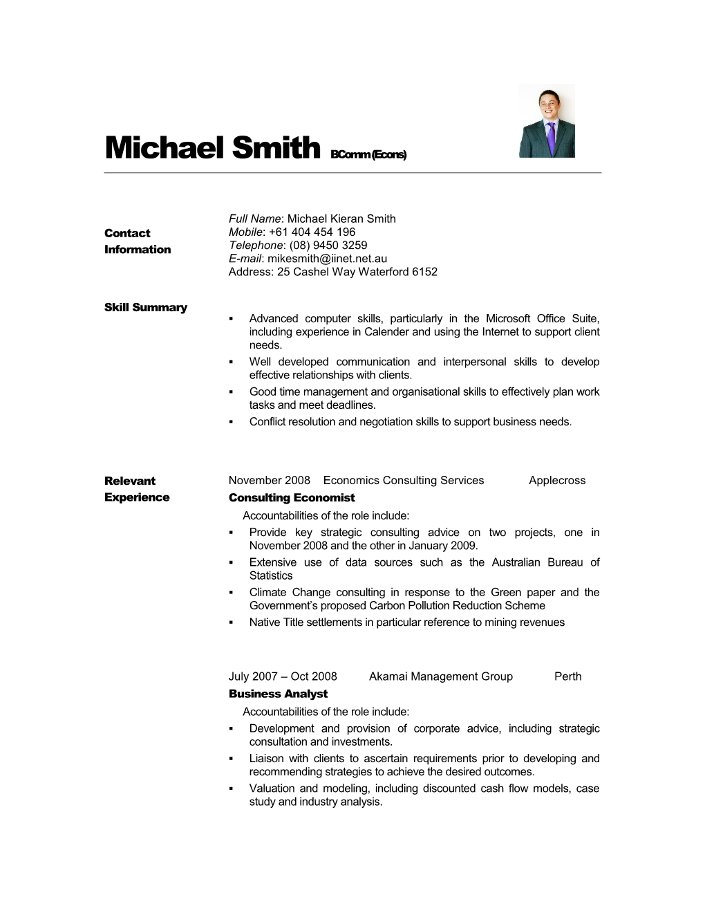 Michael Smith Bcomm (Econs)