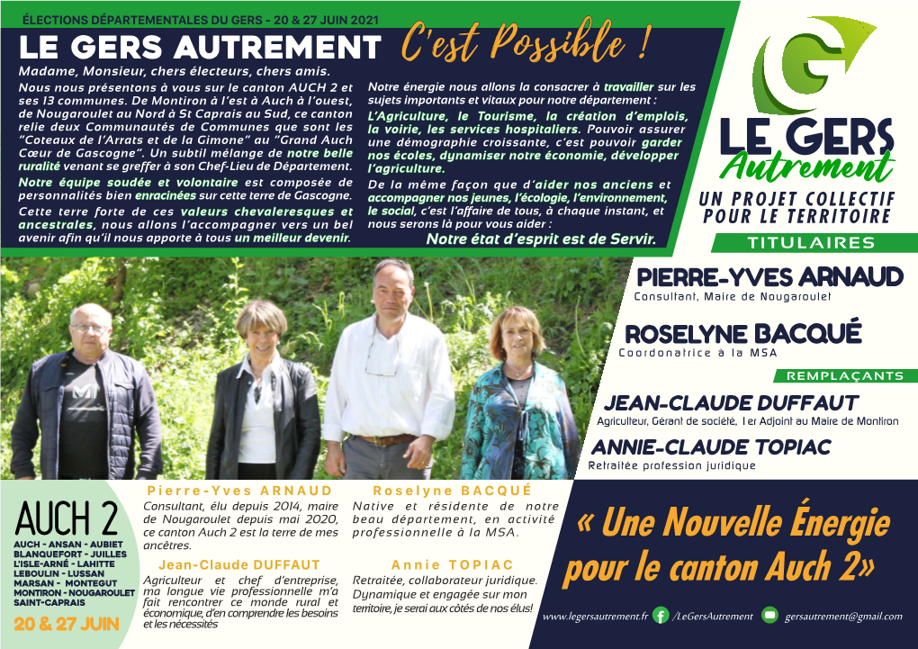 AUCH 2 Et Notre Énergie Nous Allons La Consacrer À Travailler Sur Les Ses 13 Communes