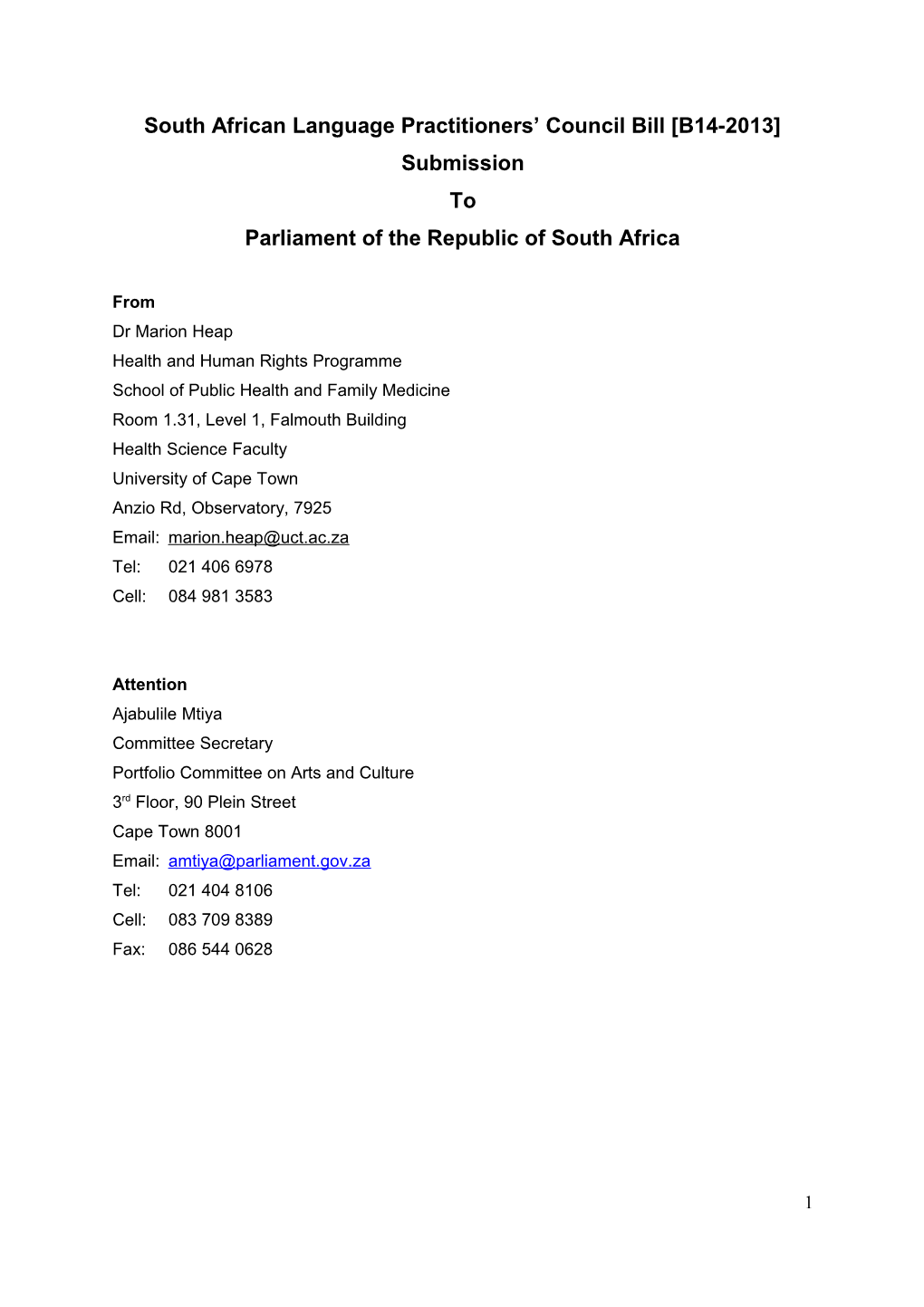 South African Language Practitioners Council Bill B14-2013