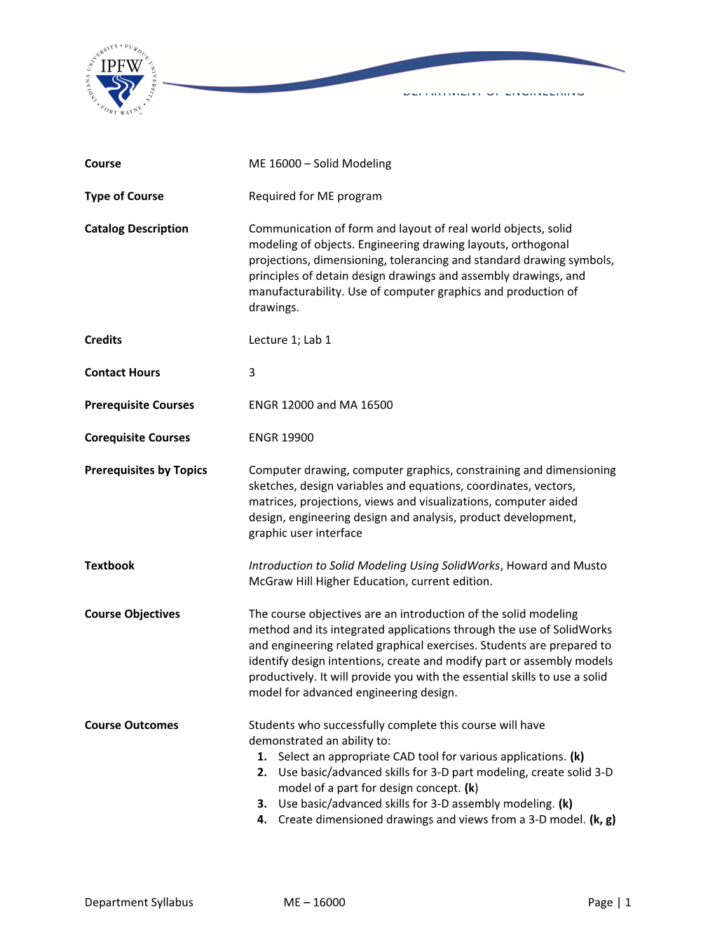 Department Syllabus ME 16000 Page 3