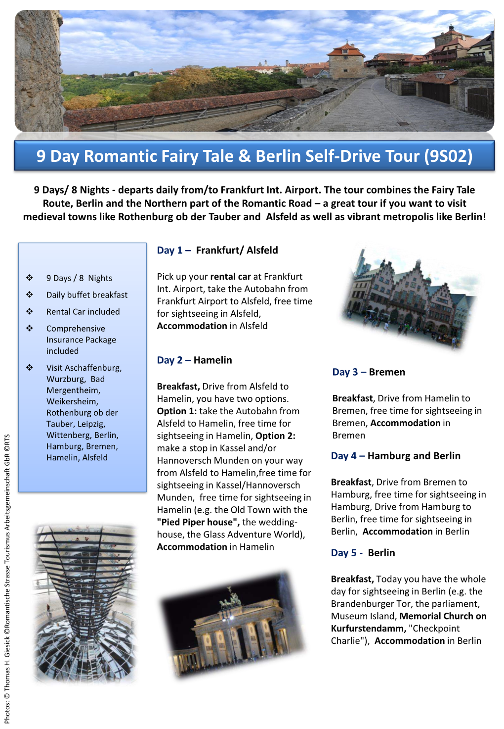 9 Day Romantic Fairy Tale & Berlin Self-Drive Tour