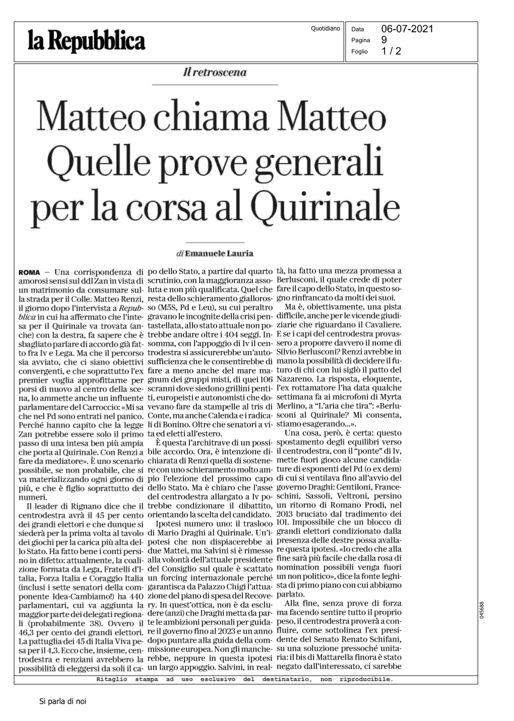 Matteo Chiama Matteo Quelle Prove Generali Per La Corsa Al Quirinale