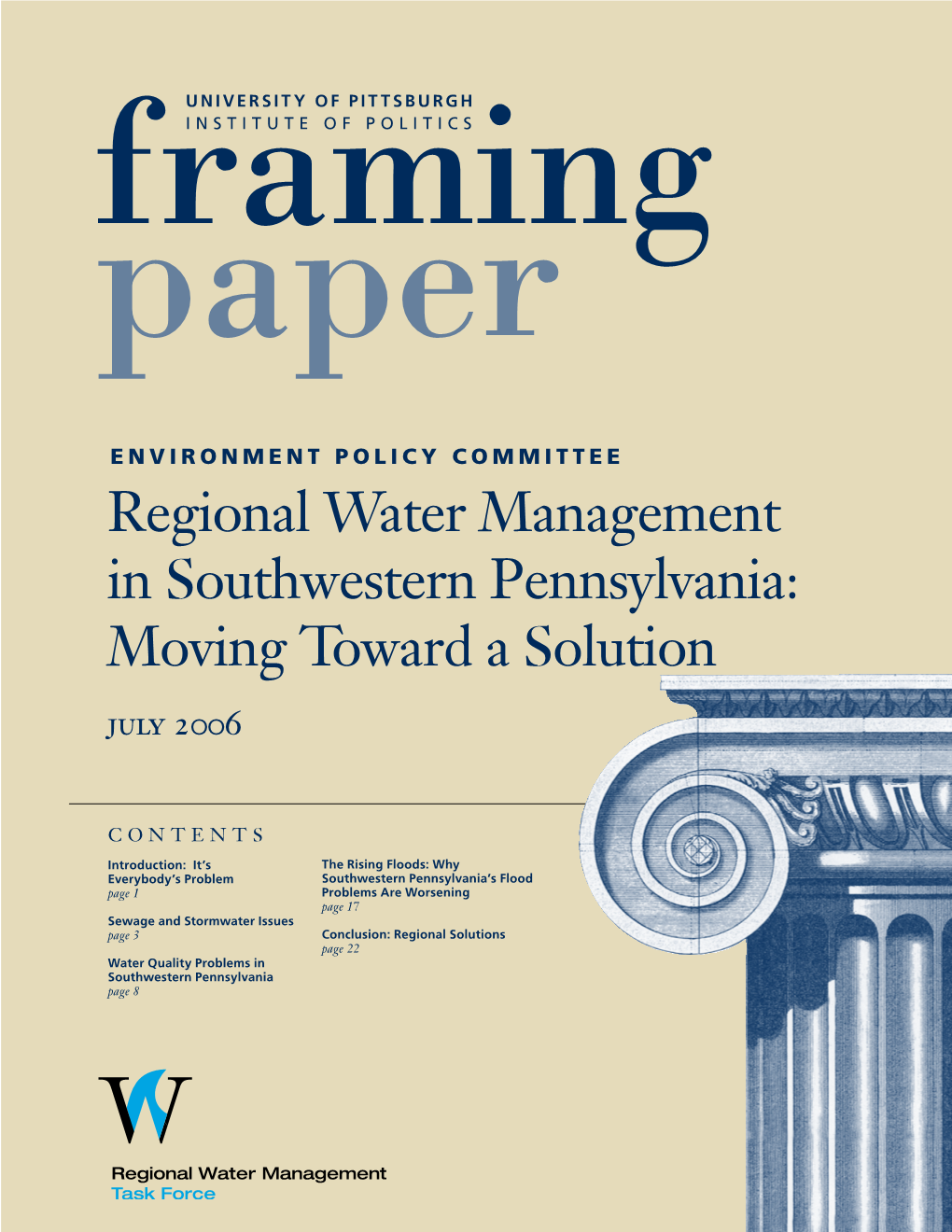 Regional Water Management in Southwestern Pennsylvania: Moving Toward a Solution July 2006