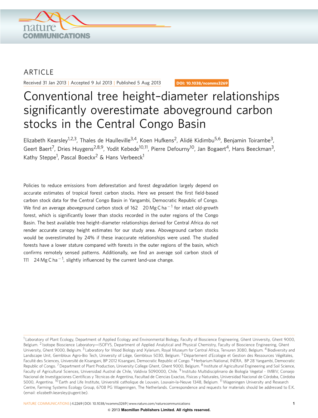 Diameter Relationships Significantly Overestimate Aboveground