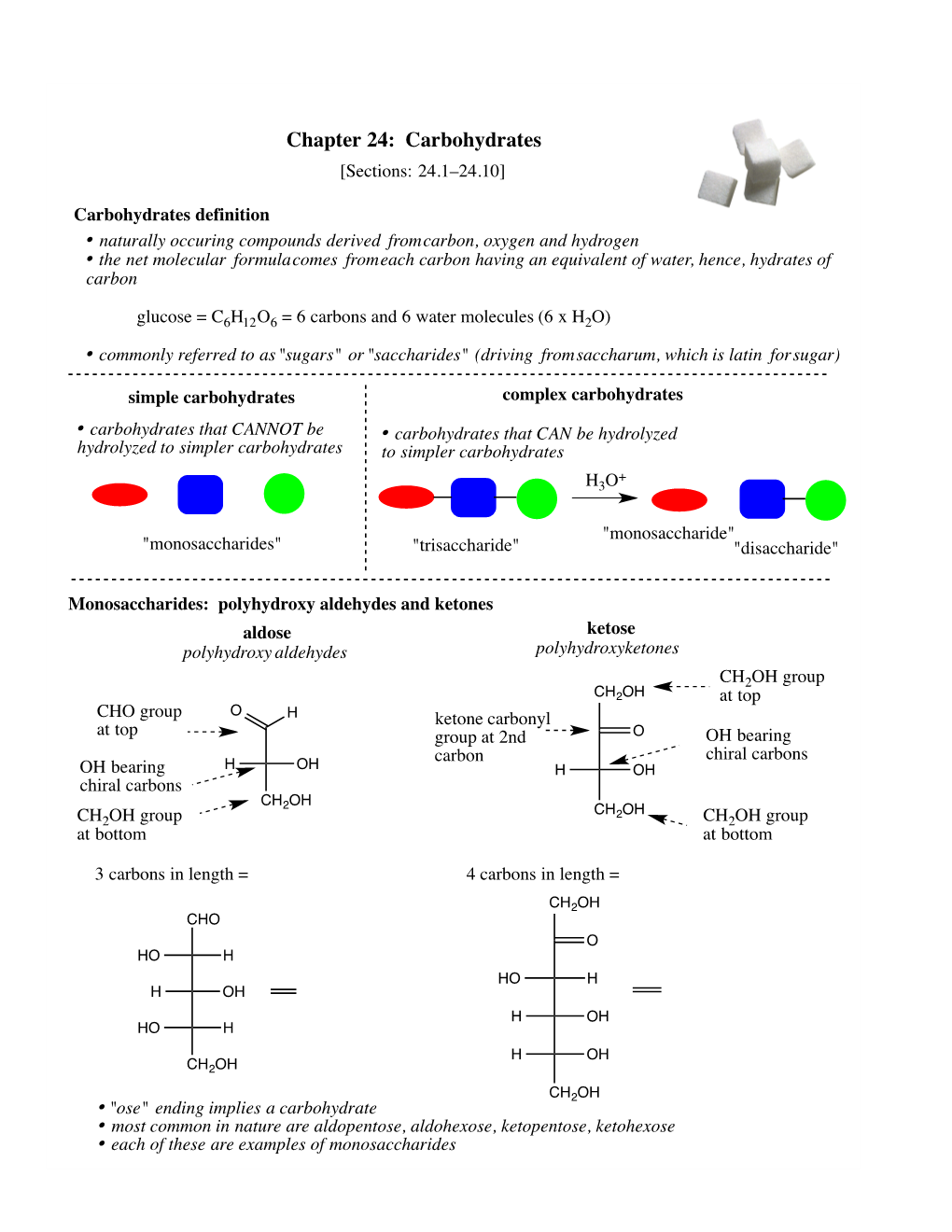 Chapter 24: Carbohydrates [Sections: 24.1–24.10]