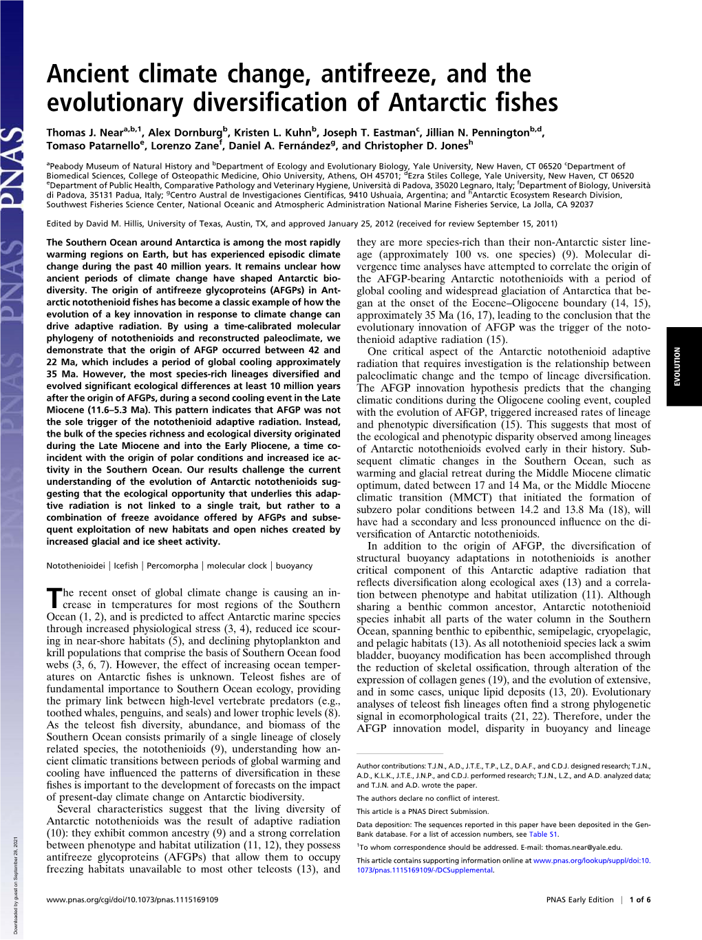 Ancient Climate Change, Antifreeze, and the Evolutionary Diversification