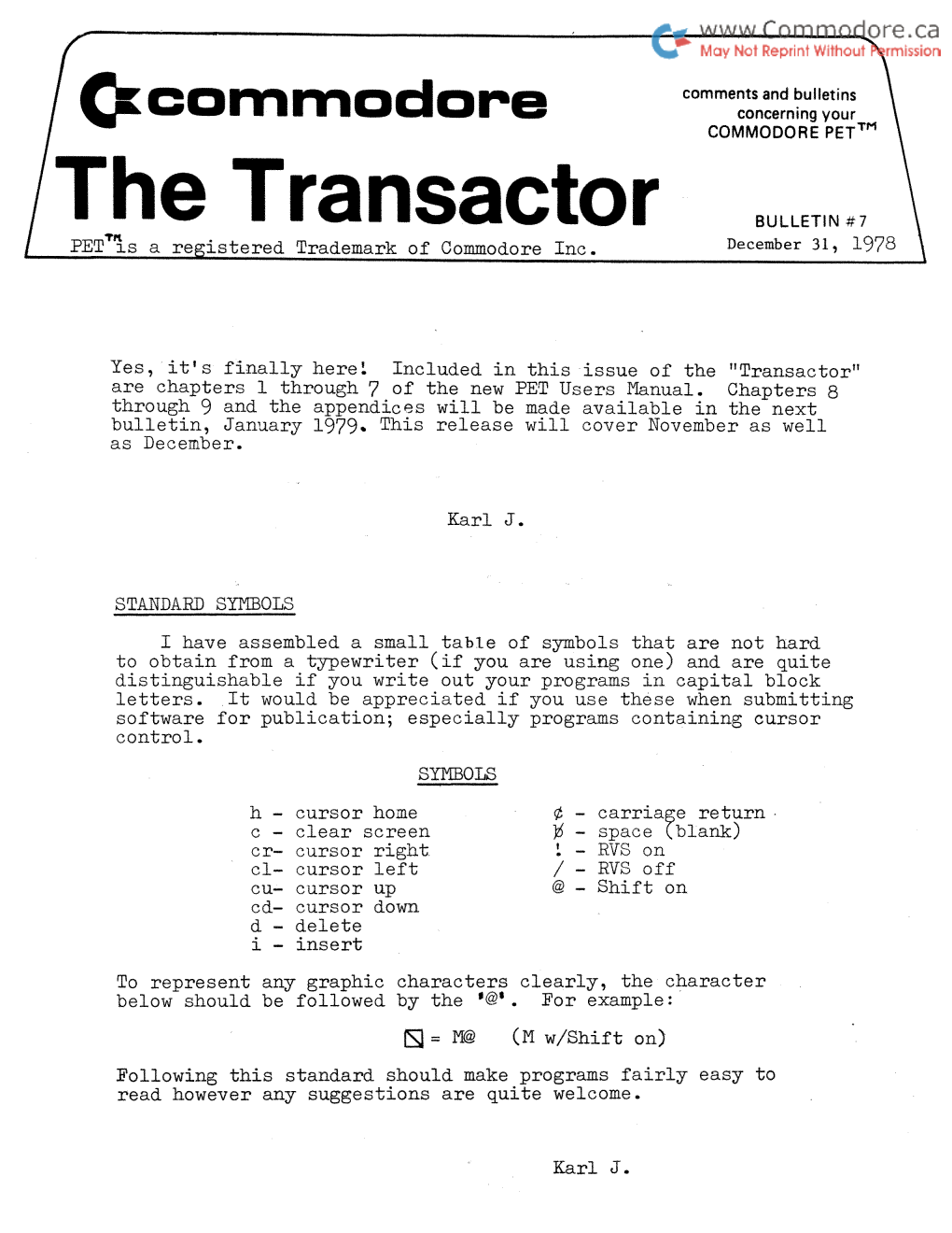 The Transactor BULLETIN #7 PET~S a Re Istered Trademark of Commodore Inc