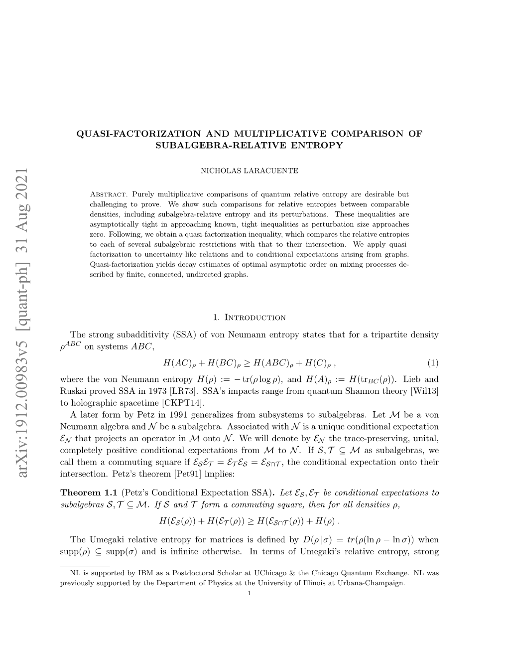 Arxiv:1912.00983V4 [Quant-Ph] 19 Apr 2021