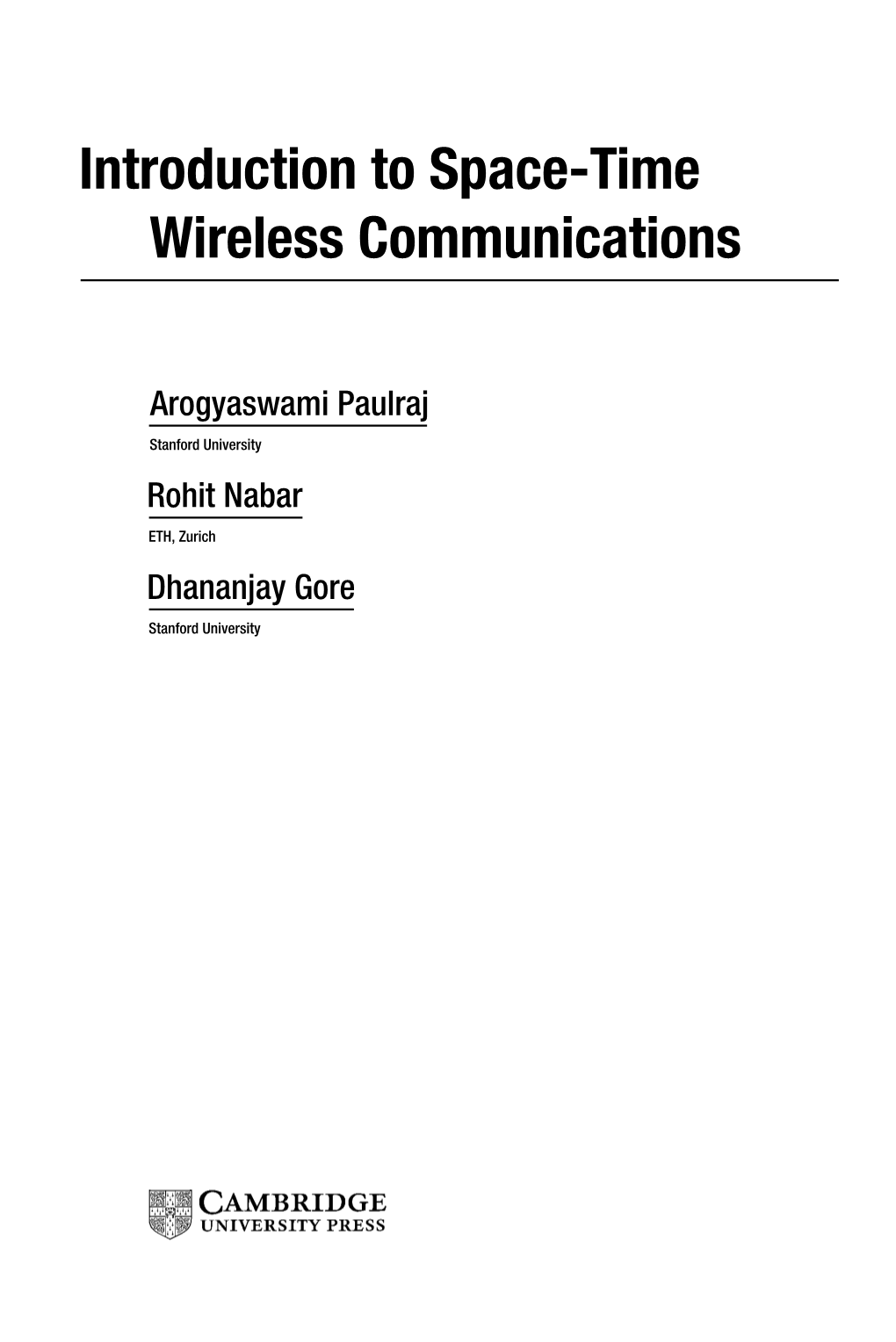 Introduction to Space-Time Wireless Communications