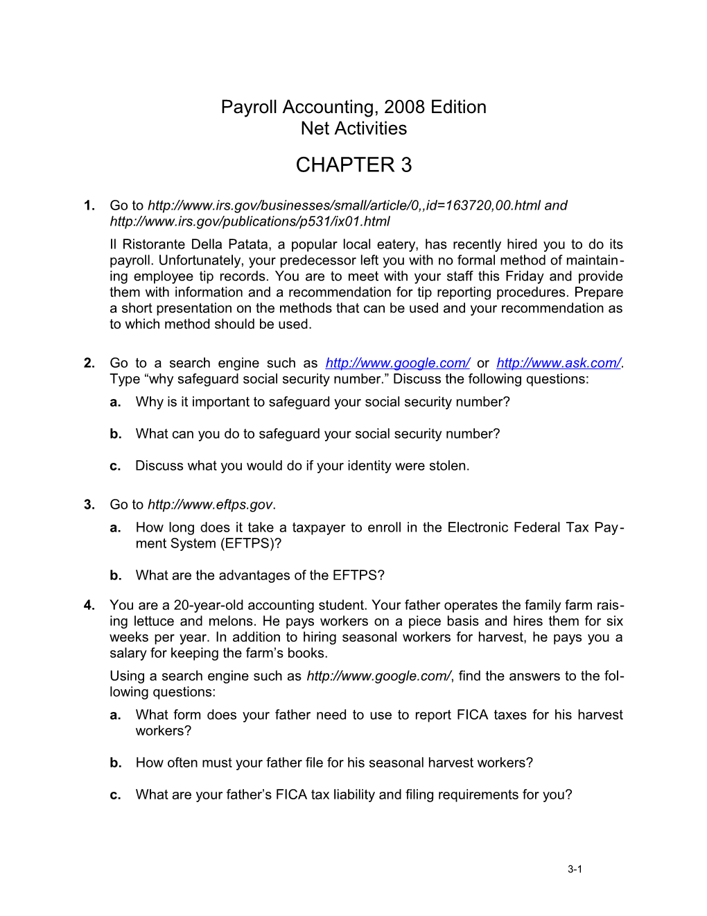 Payroll Accounting 2007, Chapter 3 Net Activities 3-3