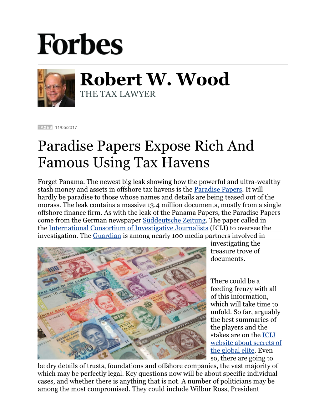 Paradise Papers Expose Rich and Famous Using Tax Havens