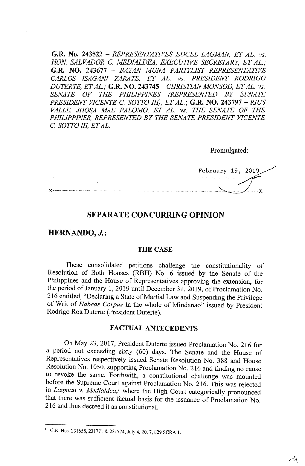 Separate Concurring Opinion Hernando