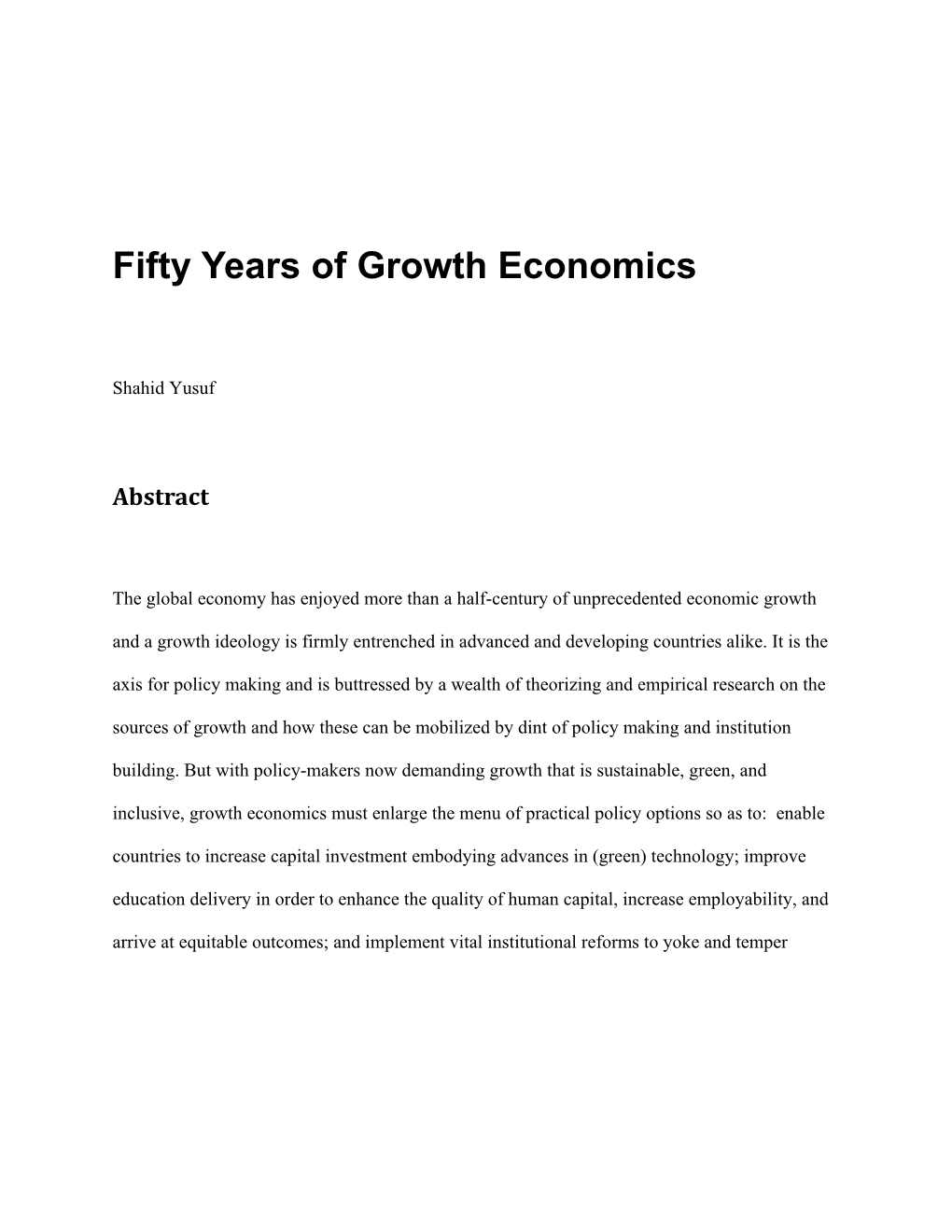 Fifty Years of Growth Economics