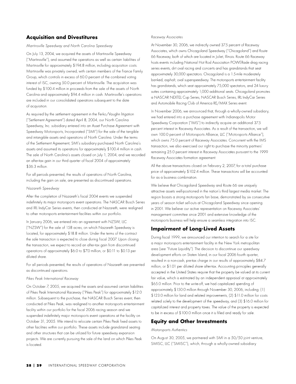 Acquisition and Divestitures Impairment of Long-Lived Assets