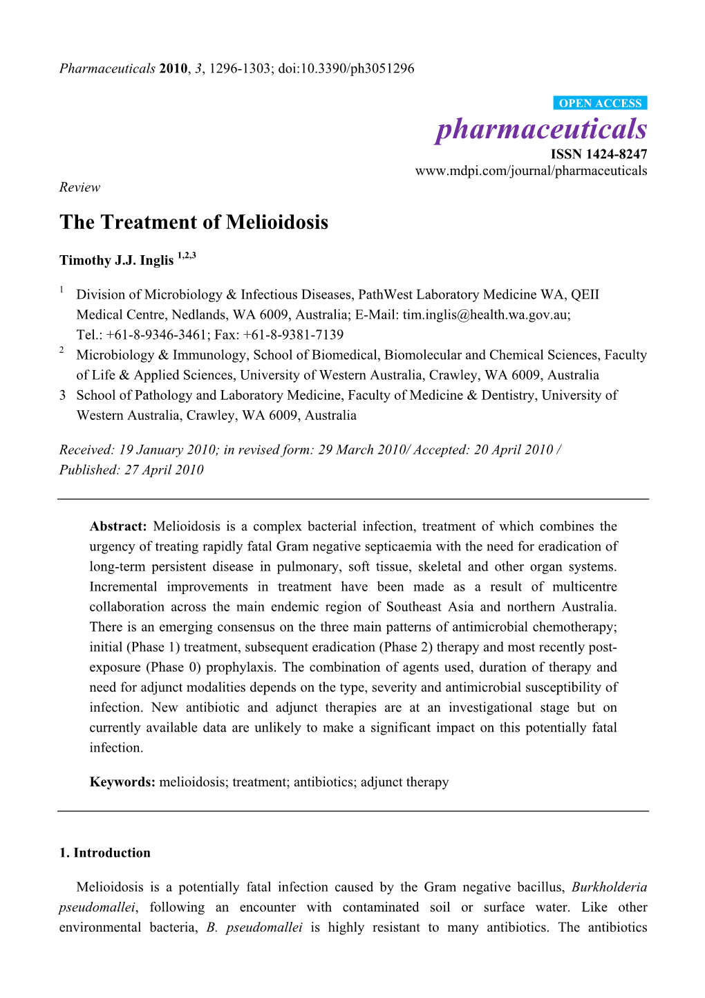 The Treatment of Melioidosis