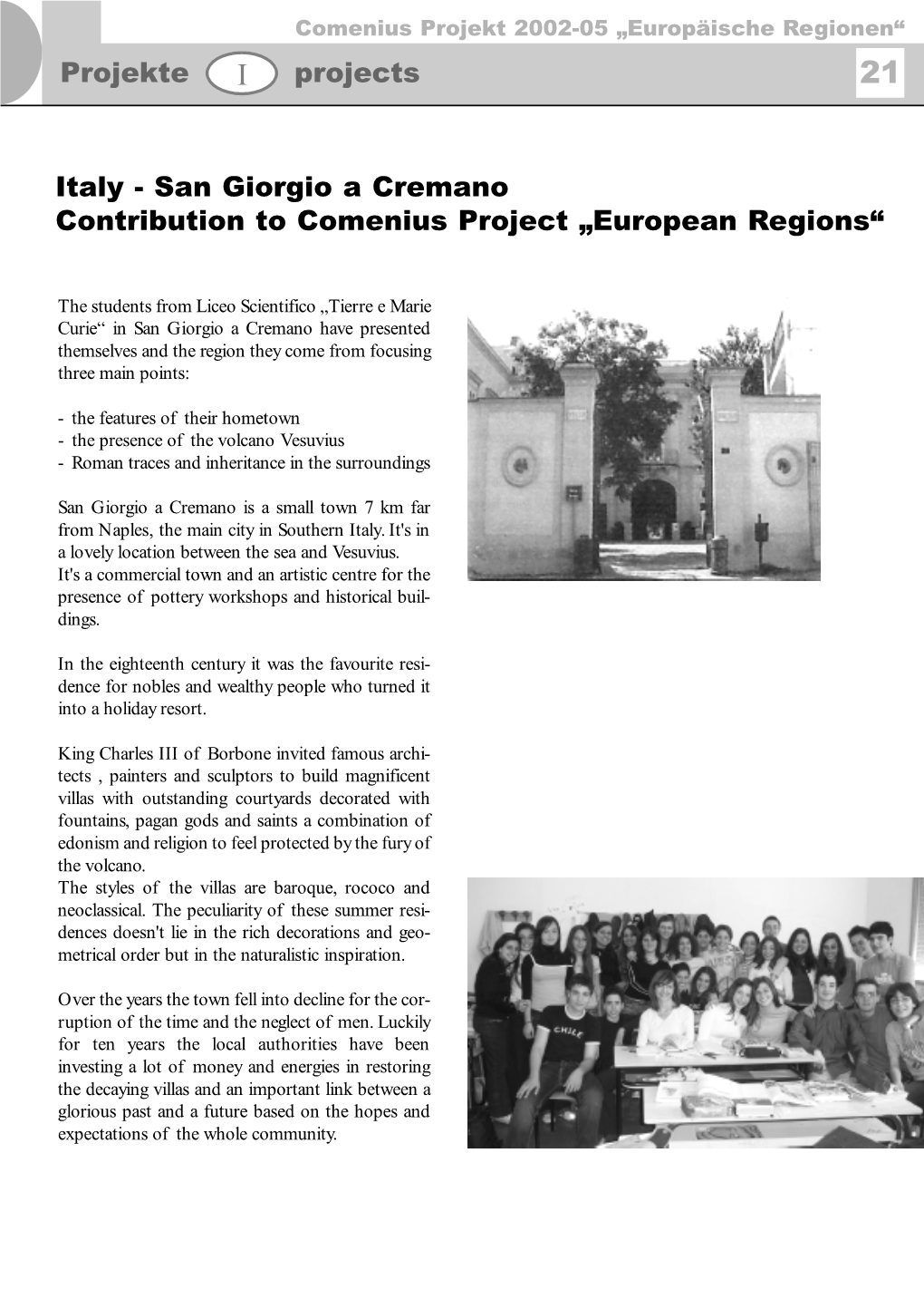 San Giorgio a Cremano Contribution to Comenius Project „European Regions“