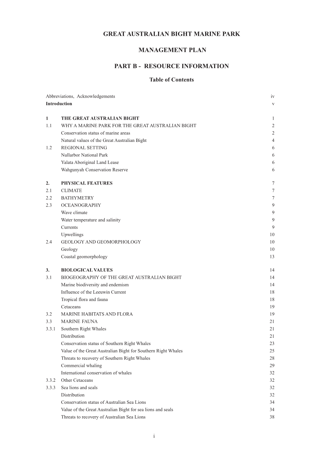 Great Australian Bight Marine Park Management Plan Part B