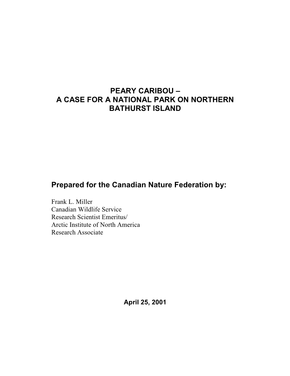 Peary Caribou – a Case for a National Park on Northern Bathurst Island