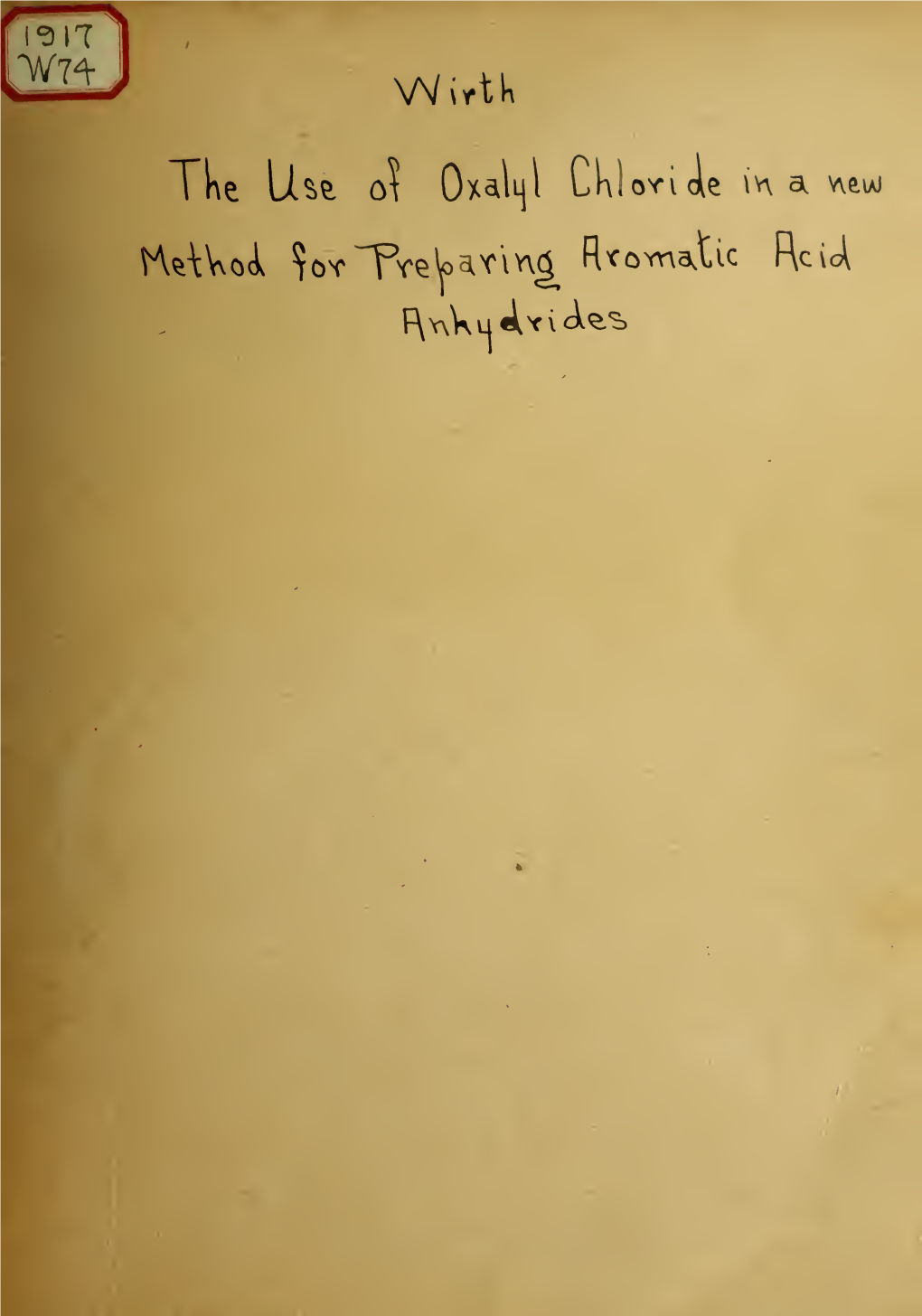 The Use of Oxalyl Chloride in a New Method for Preparing Aromatic Acid Anhydrides