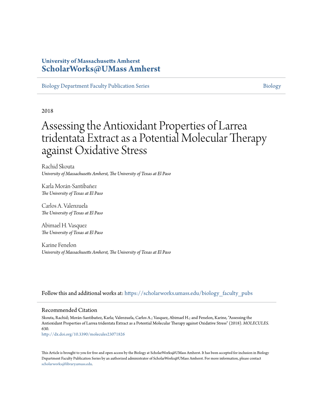 Assessing the Antioxidant Properties of Larrea Tridentata Extract As A