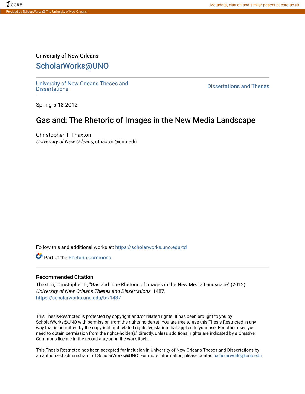 Gasland: the Rhetoric of Images in the New Media Landscape