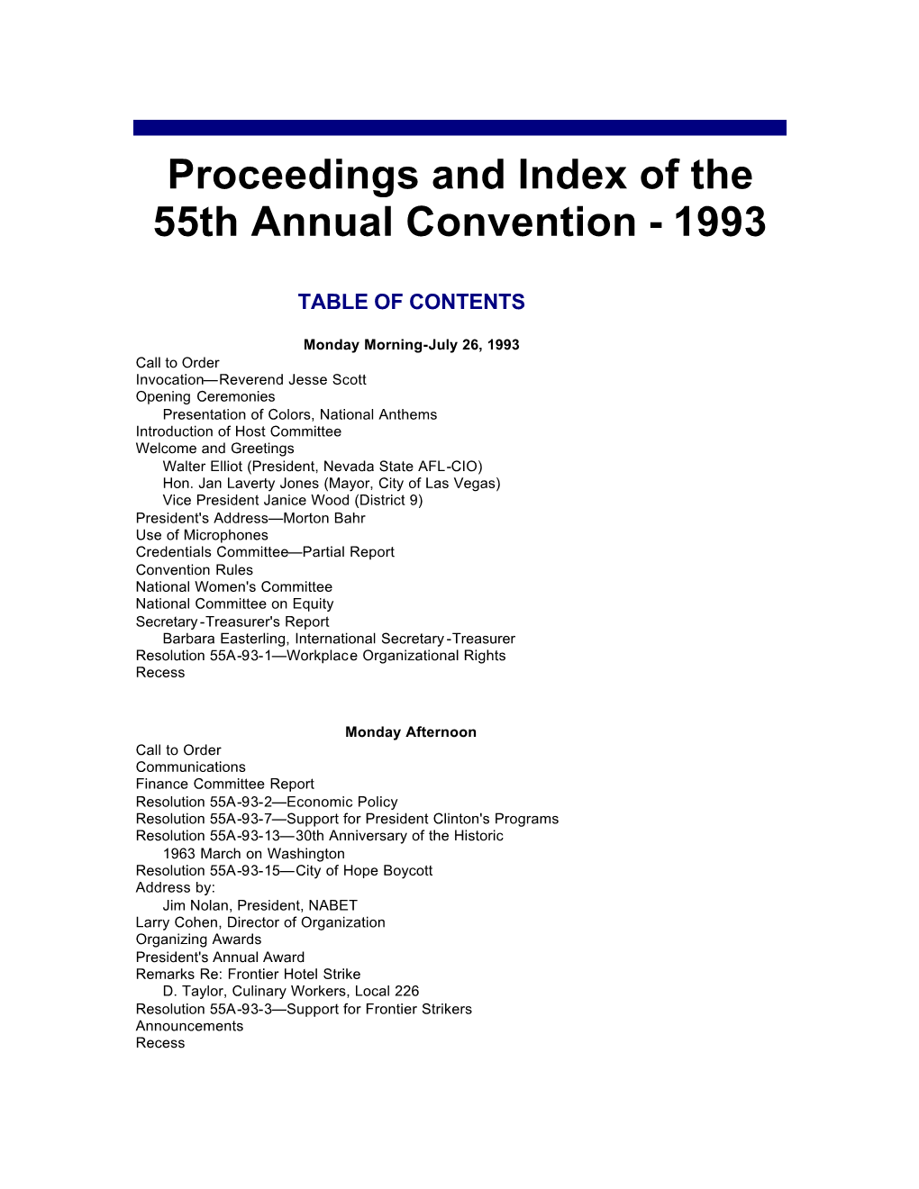 Proceedings and Index of the 55Th Annual Convention - 1993
