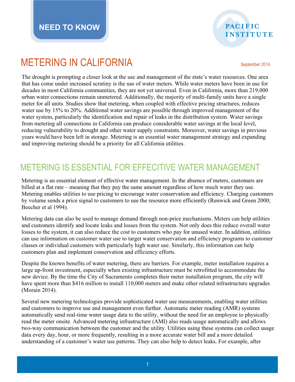 METERING in CALIFORNIA September 2014