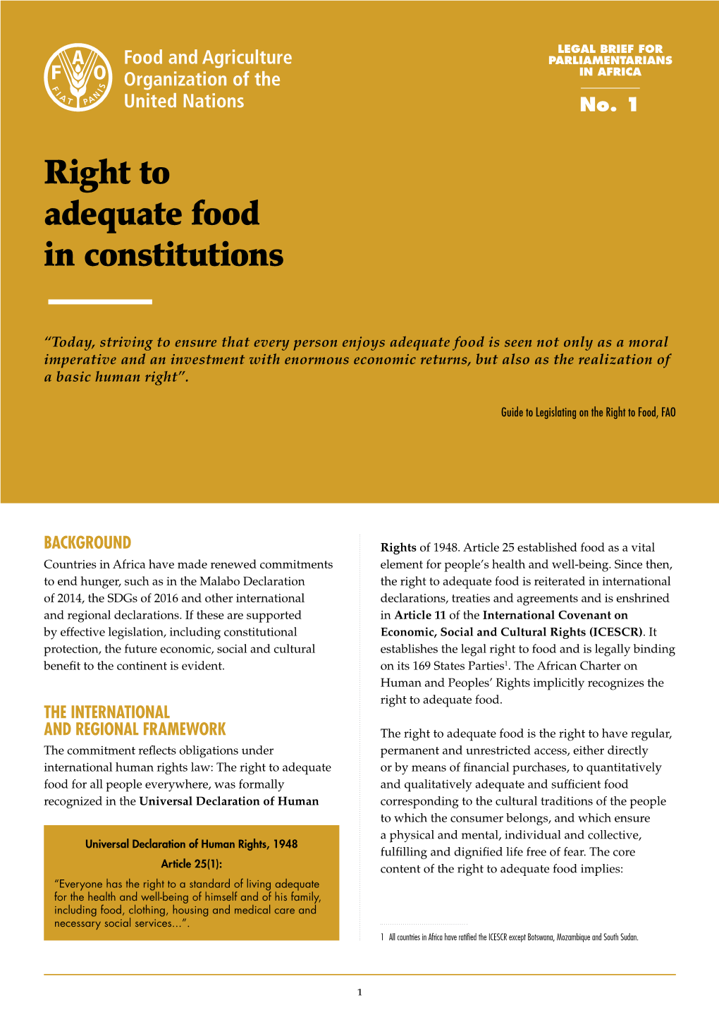 Right to Adequate Food in Constitutions