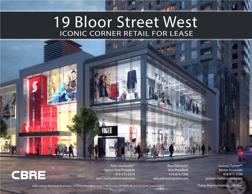 19 Bloor Street West ICONIC CORNER RETAIL for LEASE