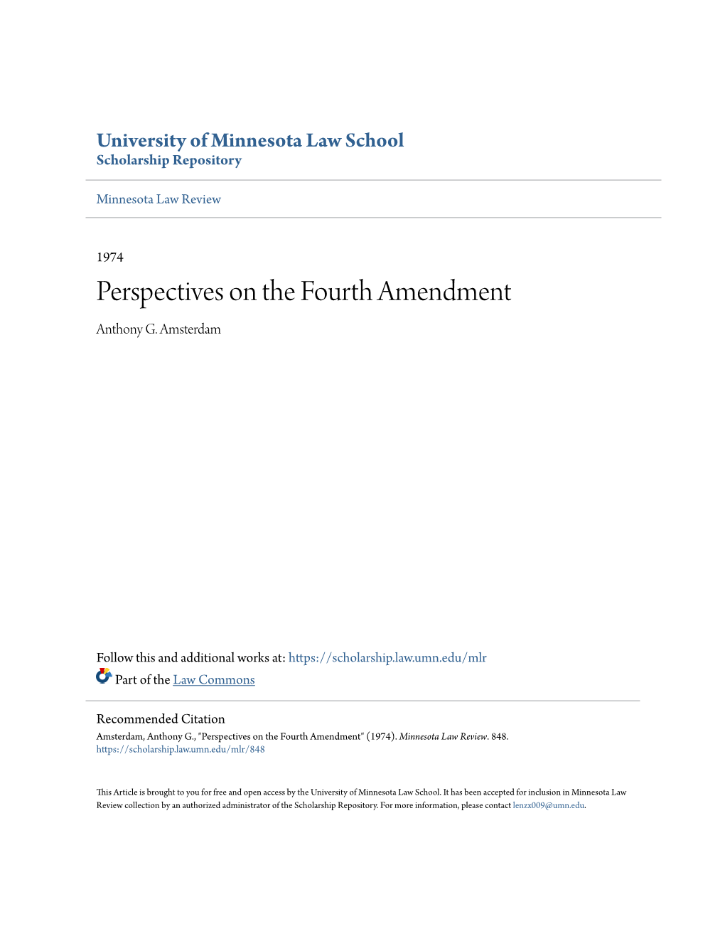 Perspectives on the Fourth Amendment Anthony G