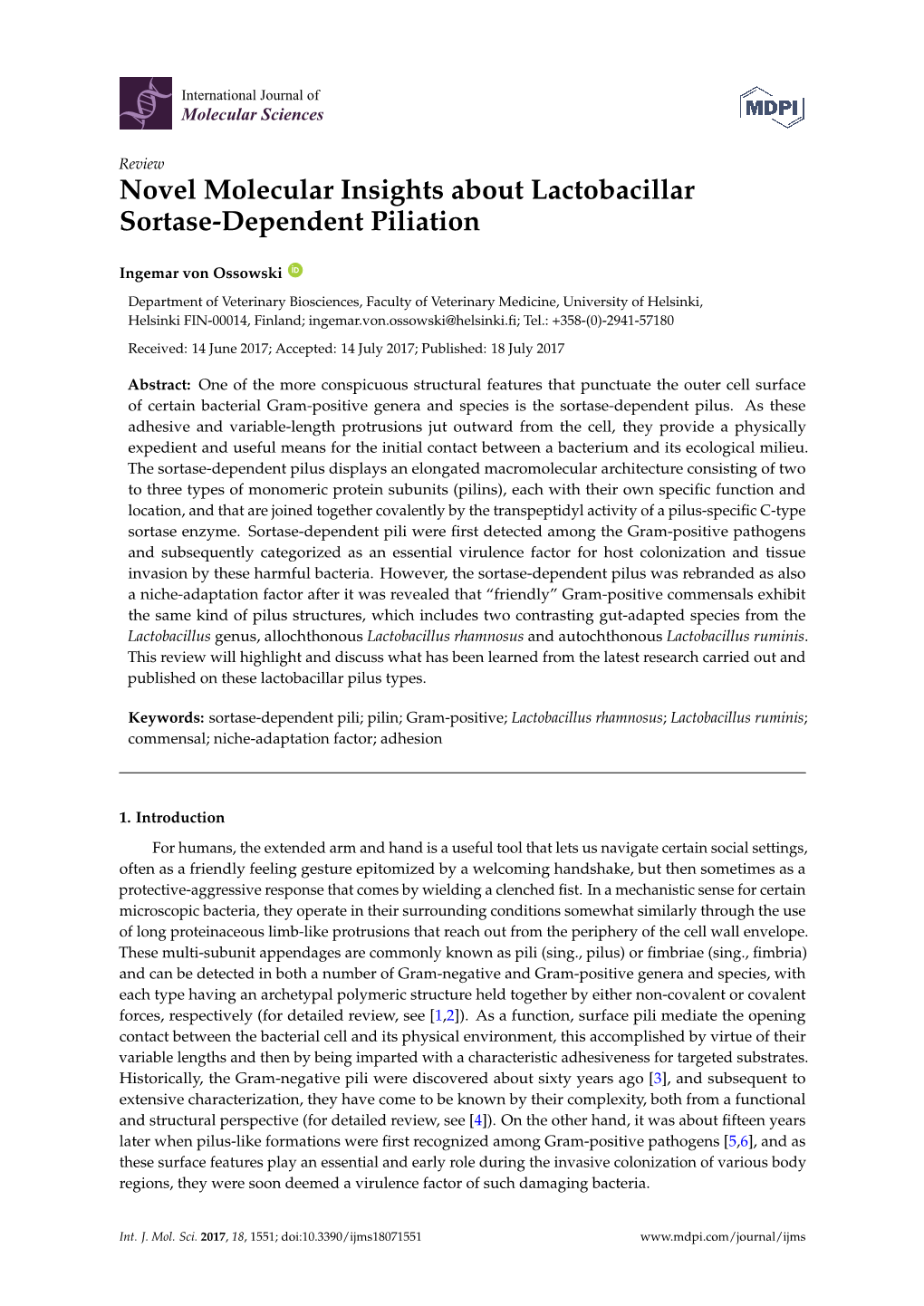 Novel Molecular Insights About Lactobacillar Sortase-Dependent Piliation