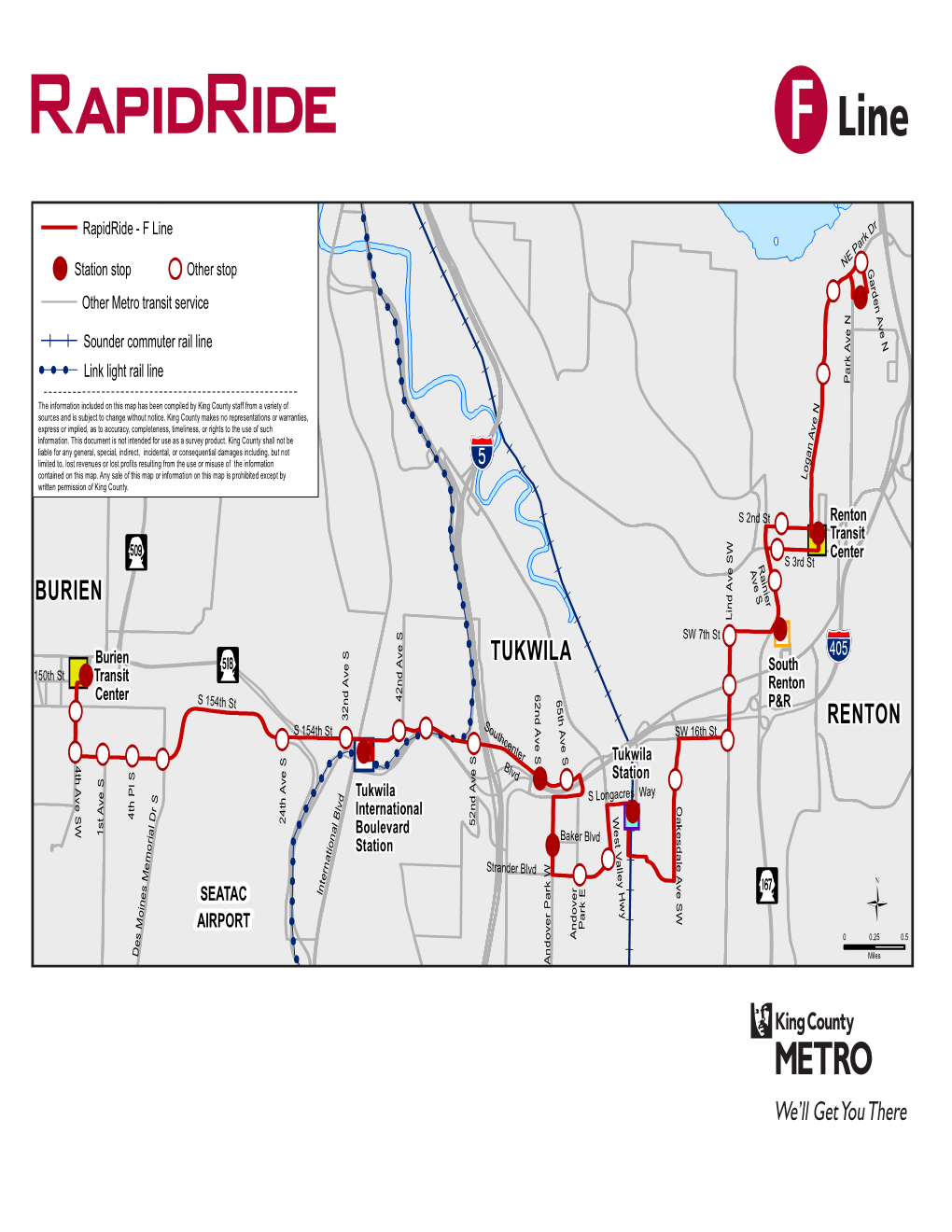 F Line K Ar P E N Station Stop Other Stop G SEATAC a R D E Other Metro Transit Service N