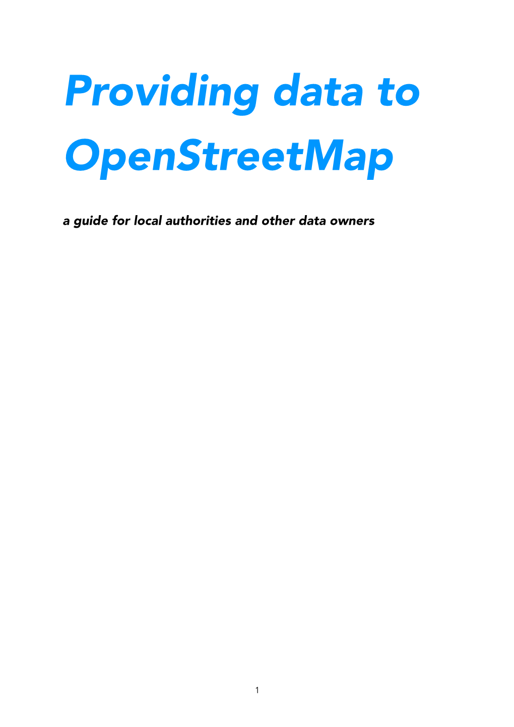 Providing Your Data to Openstreetmap