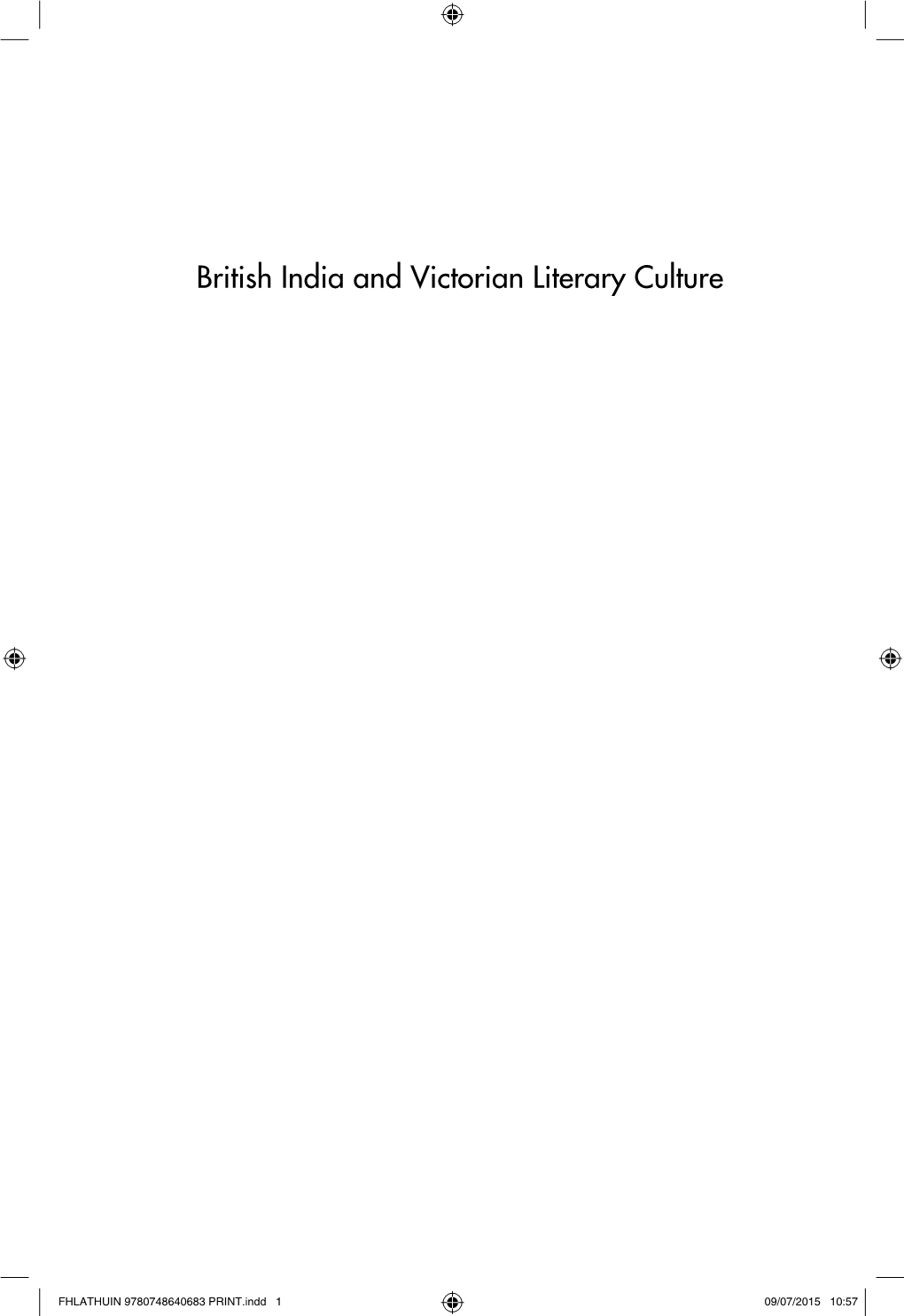 British India and Victorian Literary Culture