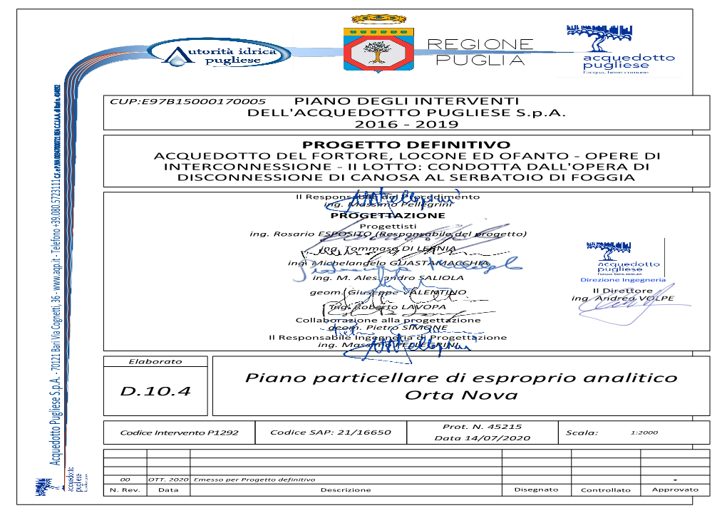 D.10.4 Piano Particellare Di Esproprio Analitico Orta Nova