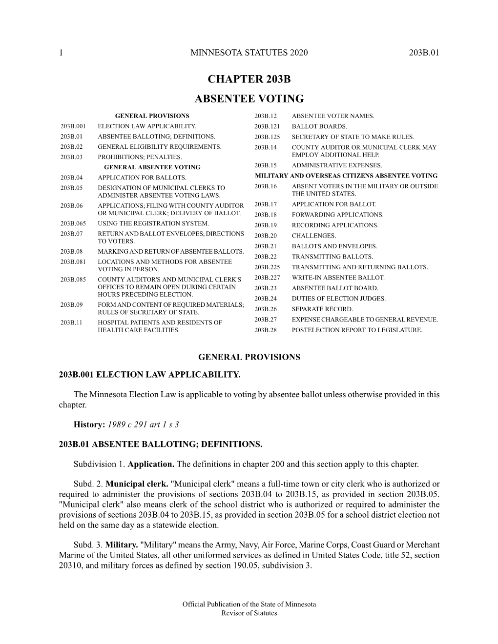 Minnesota Statutes 2020, Chapter 203B