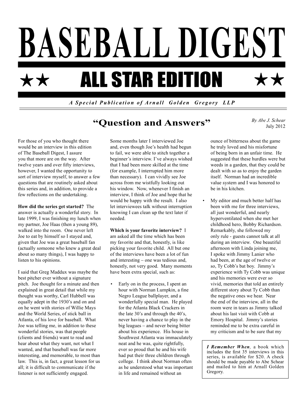 Baseball Digest  All Star Edition 