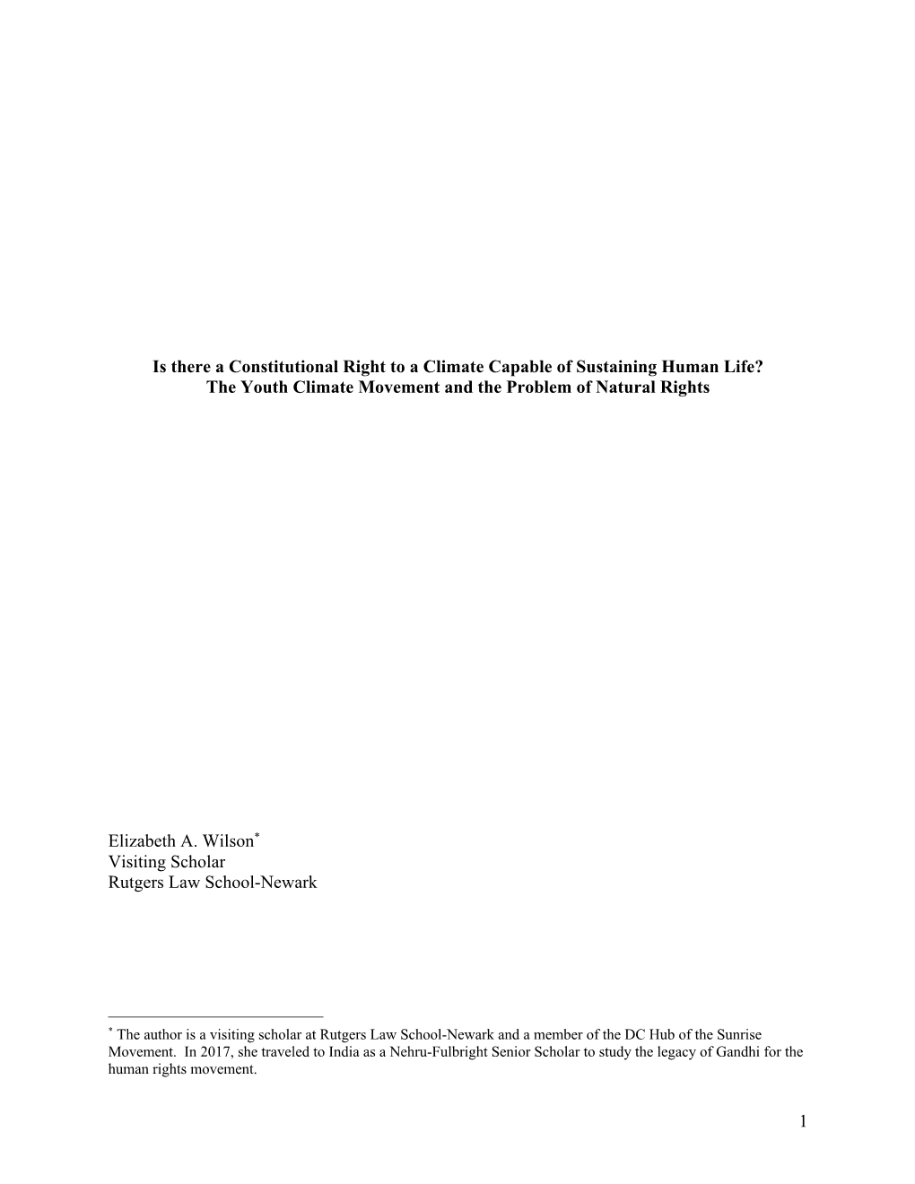 1 Is There a Constitutional Right to a Climate Capable of Sustaining