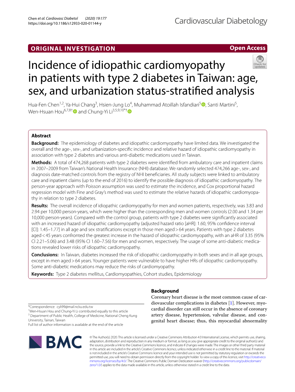 Incidence of Idiopathic Cardiomyopathy in Patients With