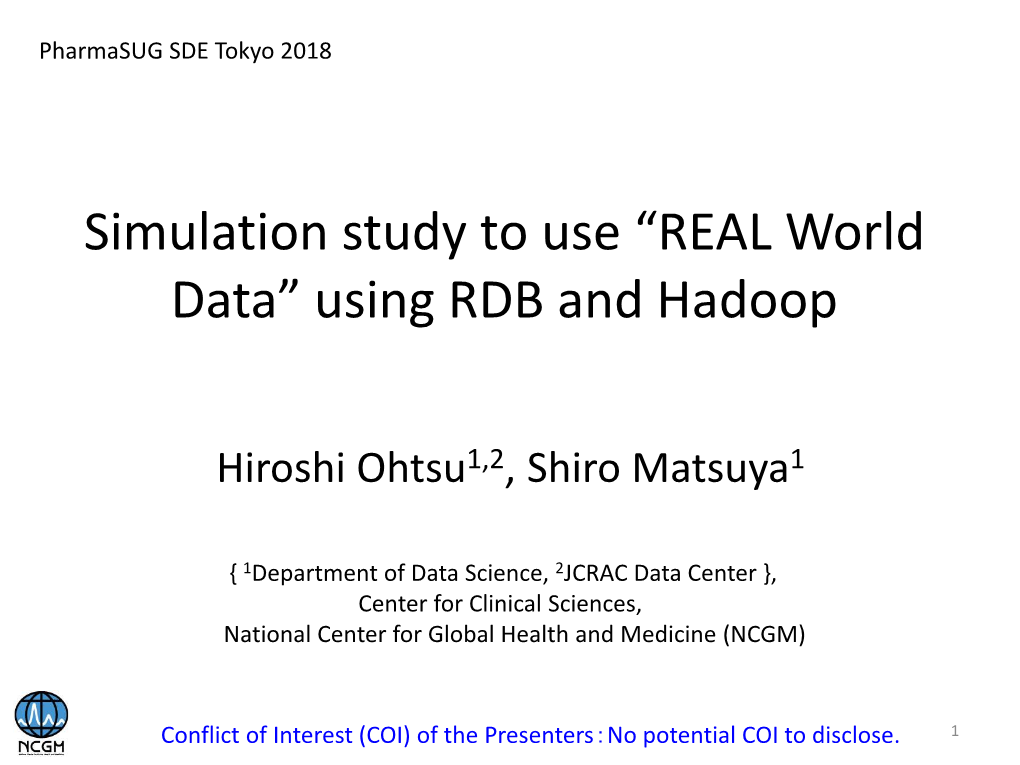 “REAL World Data” Using RDB and Hadoop